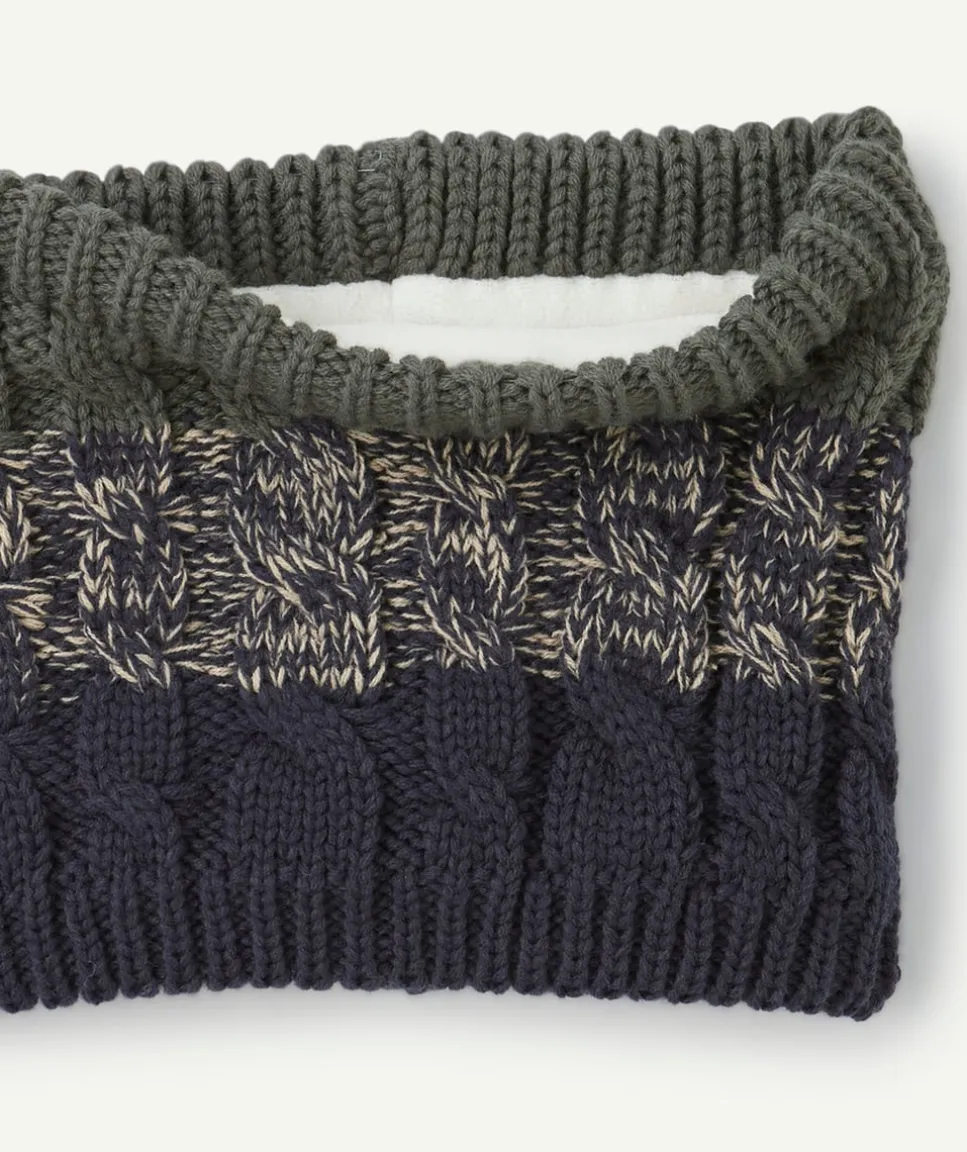 Snood garçon en tricot vert et bleu marine