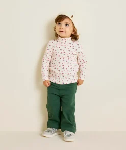 Sous-pull bébé fille en coton bio imprimé fleuri
