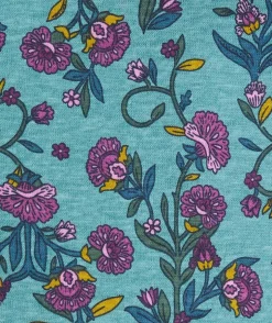 Sous-pull bébé fille en coton bio bleu imprimé fleuri