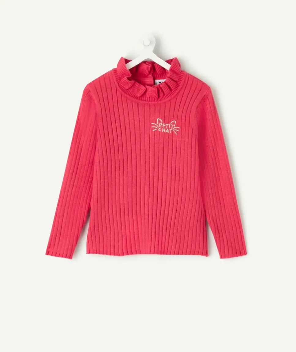 Sous-pull bébé fille en coton rose imprimé