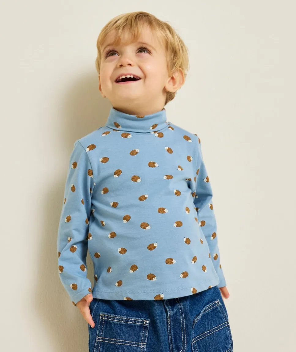 Sous-pull bébé garçon bleu imprimé hérisson