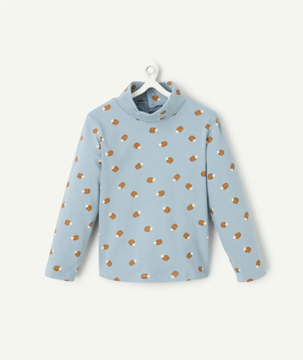 Sous-pull bébé garçon bleu imprimé hérisson