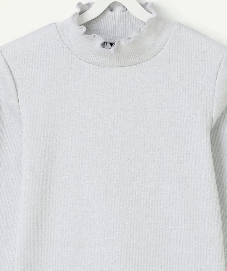 Sous-pull manches longues fille gris pailleté