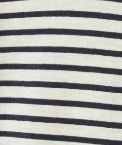 Sous-pull manches longues garçon en coton biologique à rayures gris et bleu