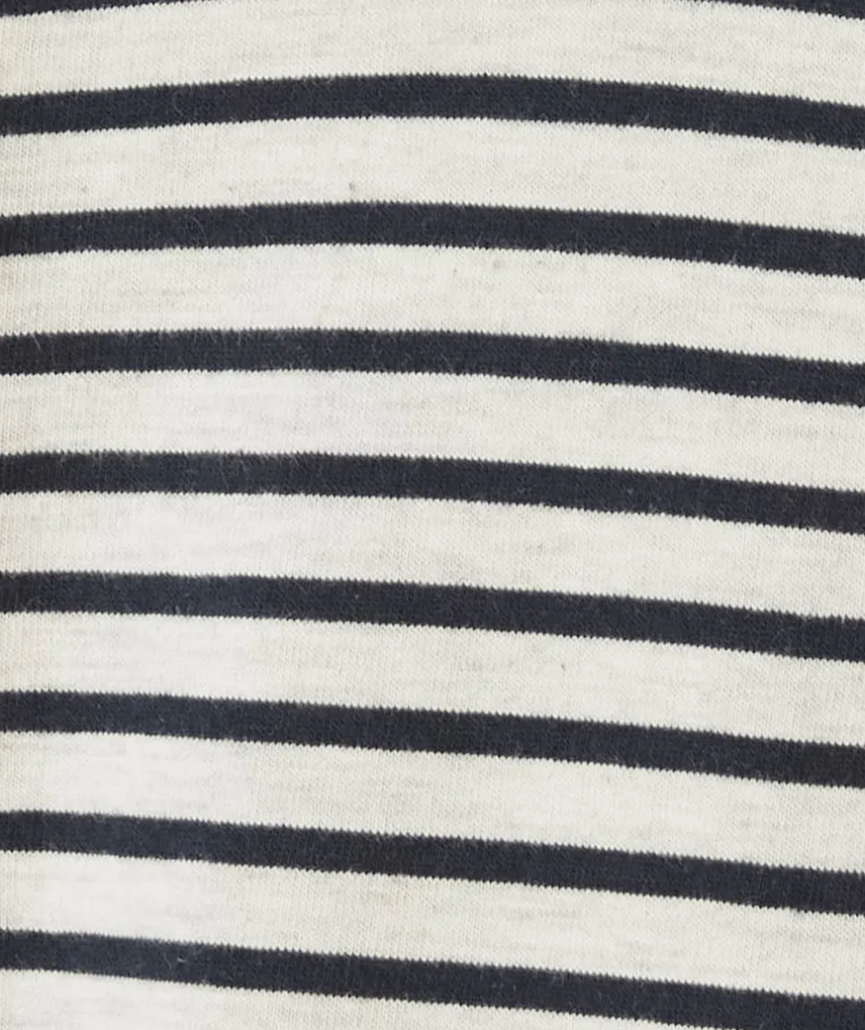Sous-pull manches longues garçon en coton biologique à rayures gris et bleu