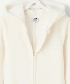 Surpyjama chaud effet velours renne fille blanc à capuche noël