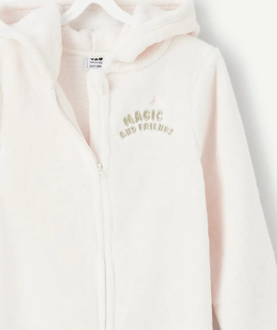 Surpyjama effet velours fille rose