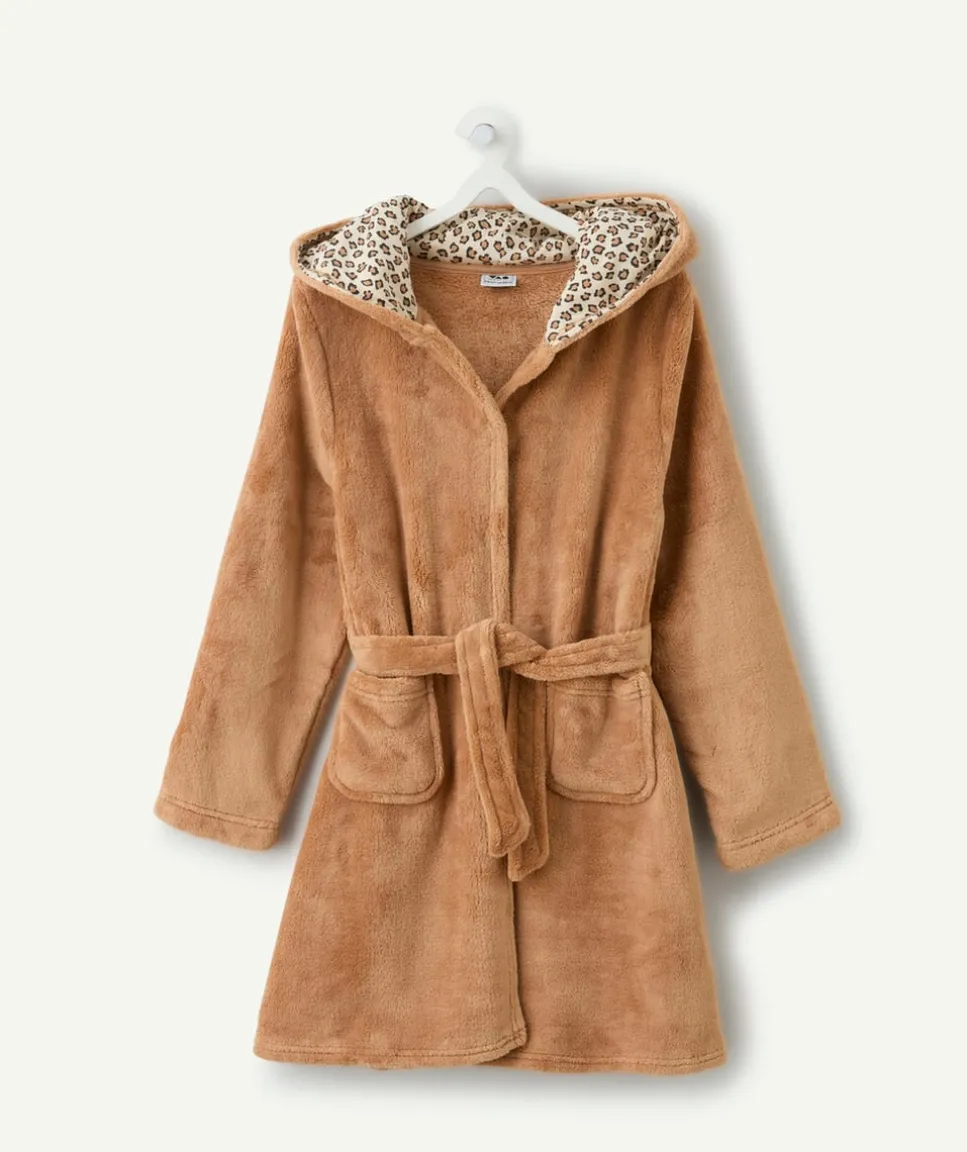 Surpyjama fille beige capuche imprimé