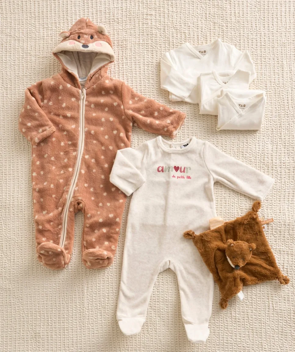 Surpyjama polaire fille en fibres recyclées rose imprimé à pois