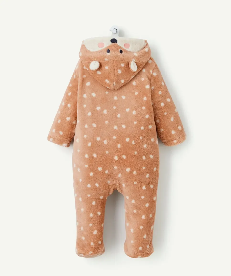 Surpyjama polaire fille en fibres recyclées rose imprimé à pois