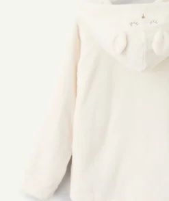 Surpyjama polaire fille zippé écru à capuche