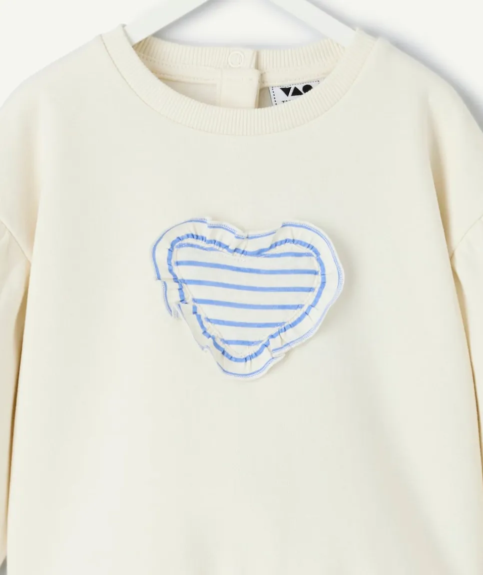 Sweat bébé fille blanc à motif cœur