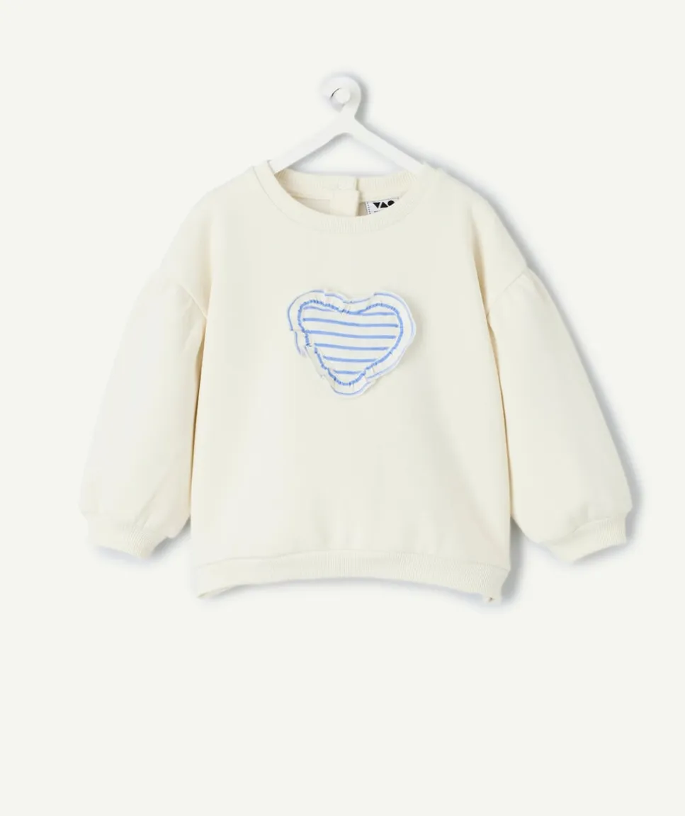 Sweat bébé fille blanc à motif cœur