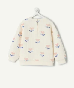 Sweat bébé fille écru imprimé fleurs