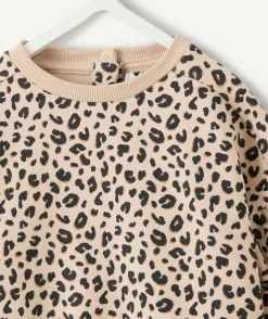 Sweat bébé fille imprimé léopard manches bouffantes