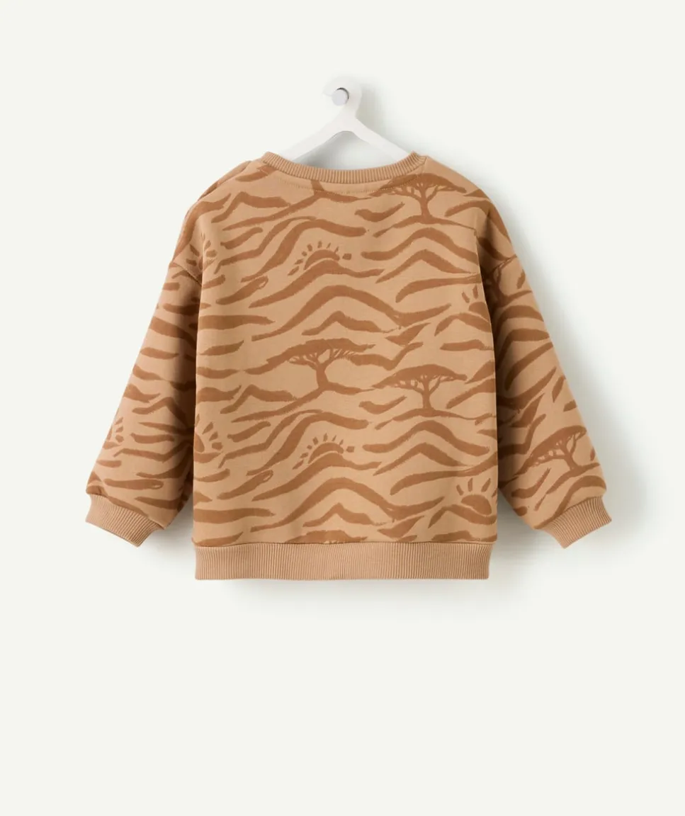 Sweat bébé garçon beige imprimé jungle