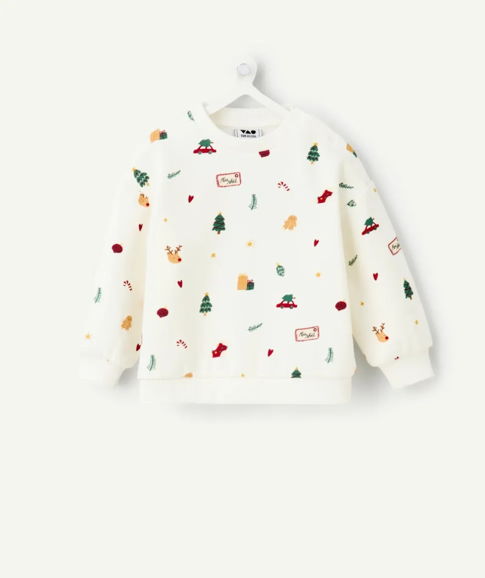 Sweat bébé garçon blanc imprimé fantaisie