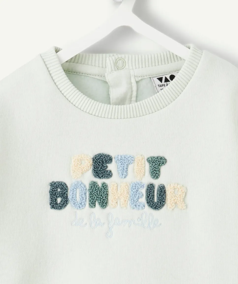 Sweat bébé garçon blanc imprimé message