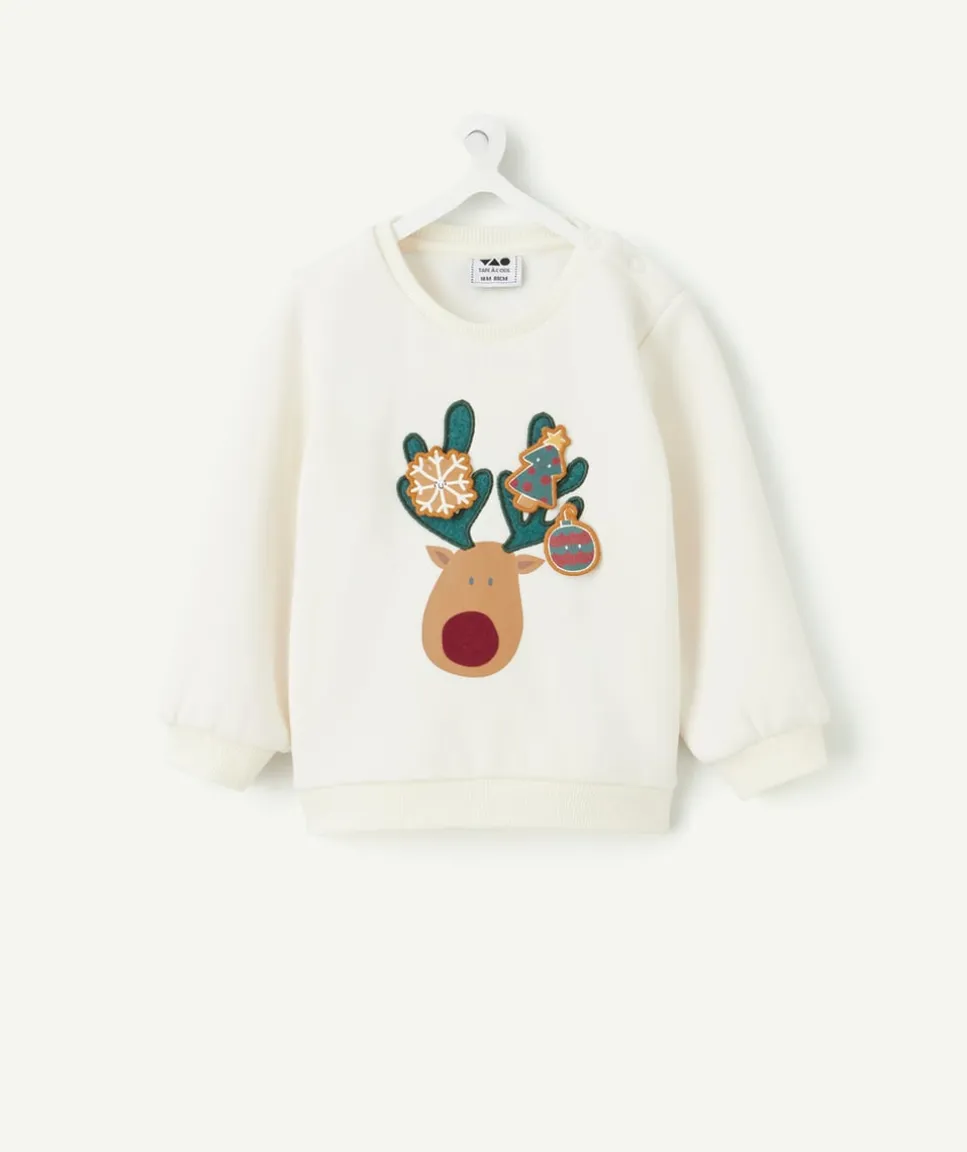 Sweat bébé garçon blanc imprimé renne