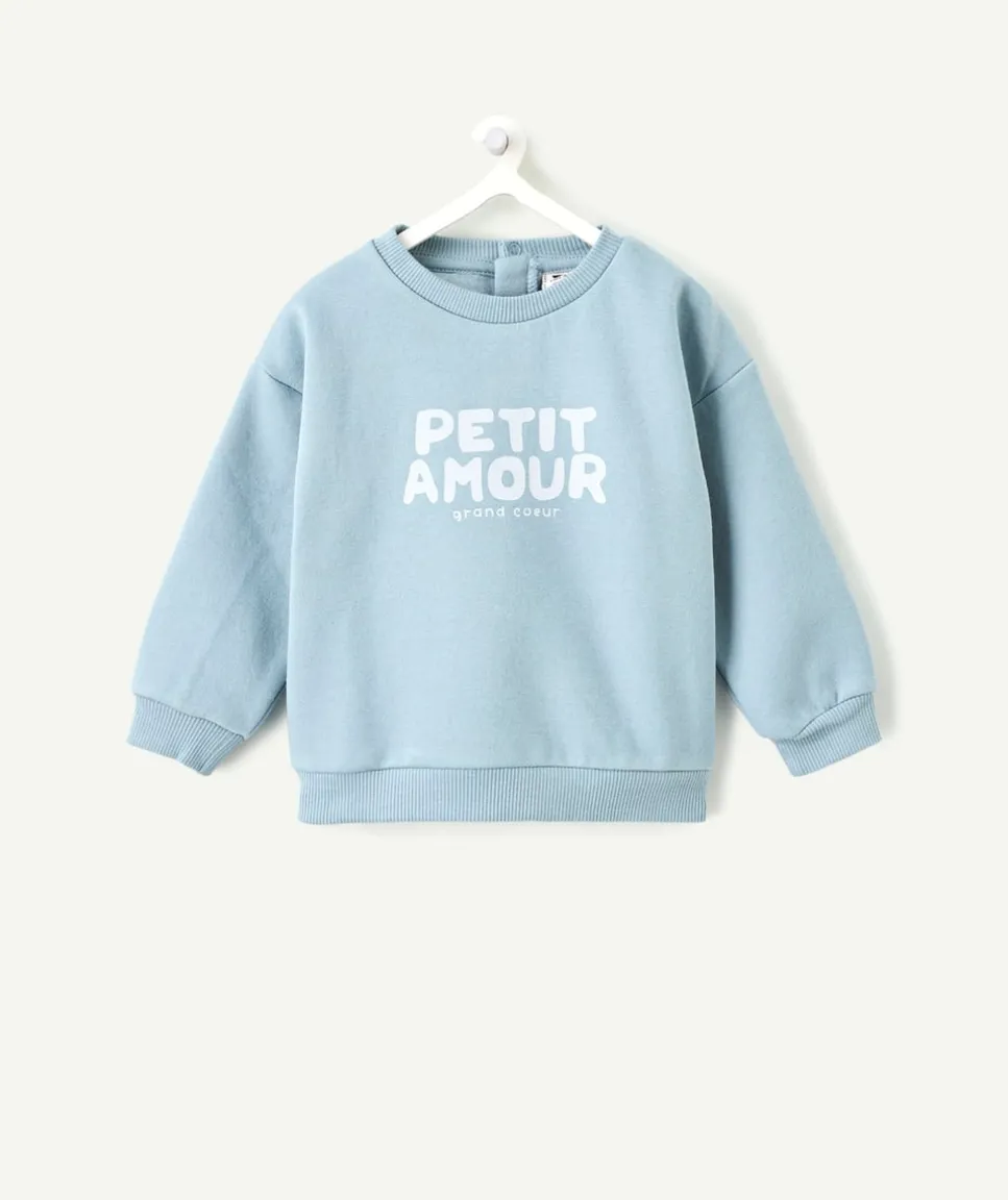 Sweat bébé garçon bleu imprimé message