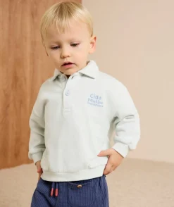 Sweat bébé garçon bleu imprimé message