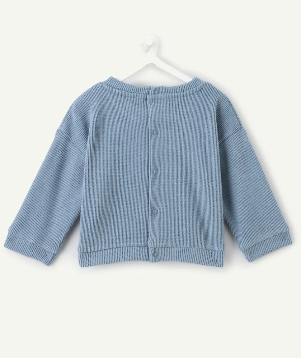 Sweat bébé garçon bleu message brodé