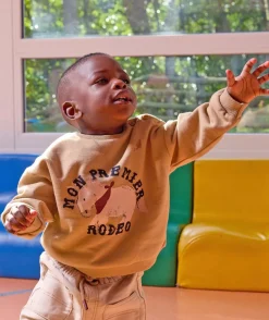 Sweat bébé garçon camel imprimé rodéo