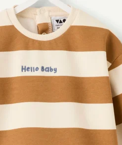 Sweat bébé garçon camel rayé