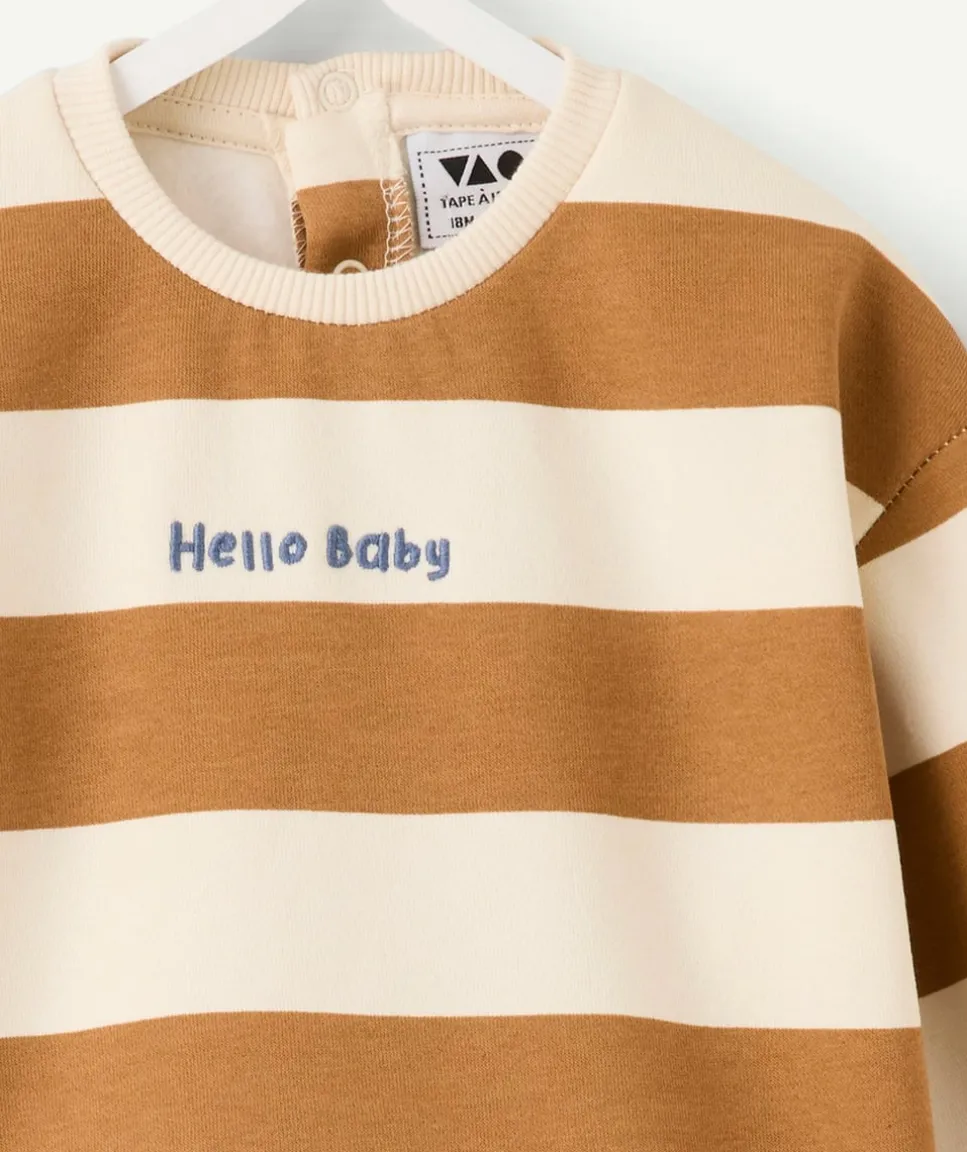 Sweat bébé garçon camel rayé