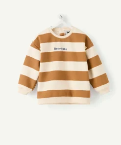 Sweat bébé garçon camel rayé