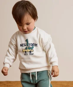 Sweat bébé garçon écru imprimé dino