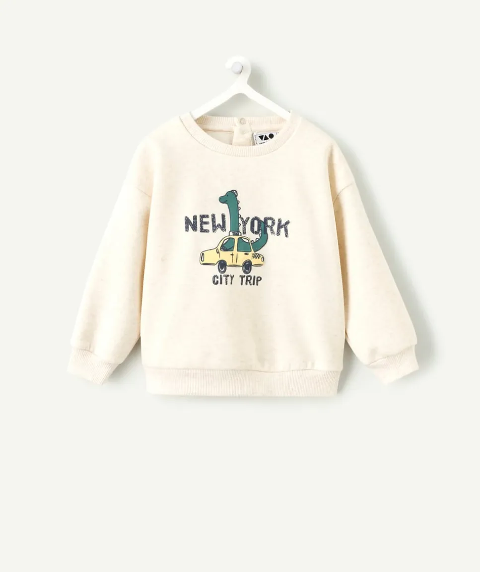 Sweat bébé garçon écru imprimé dino