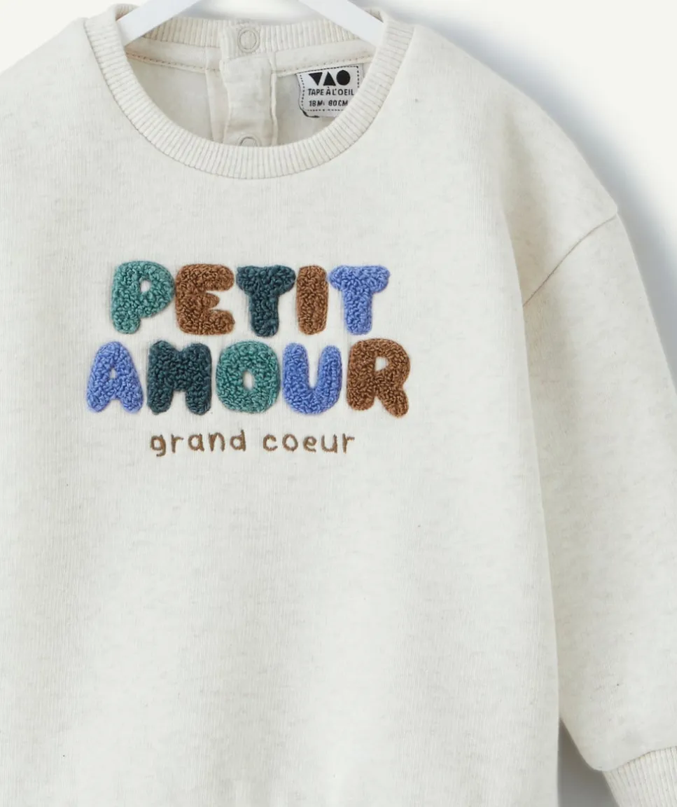 Sweat bébé garçon écru imprimé message