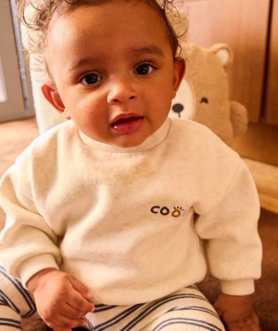 Sweat bébé garçon écru message brodé