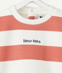 Sweat bébé garçon terracotta rayé