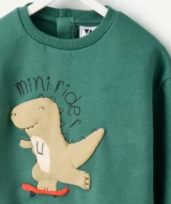 Sweat bébé garçon vert imprimé