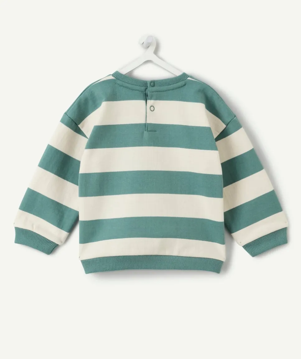 Sweat bébé garçon vert rayé