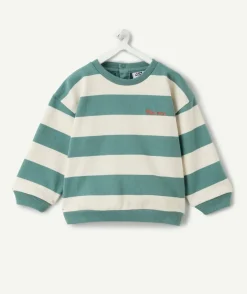 Sweat bébé garçon vert rayé