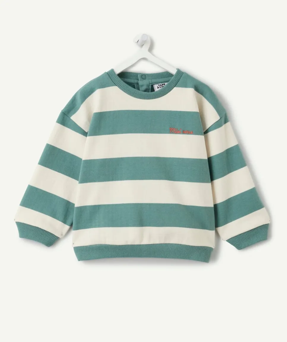 Sweat bébé garçon vert rayé