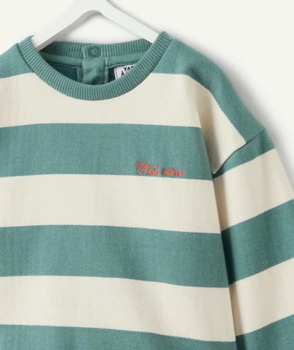 Sweat bébé garçon vert rayé