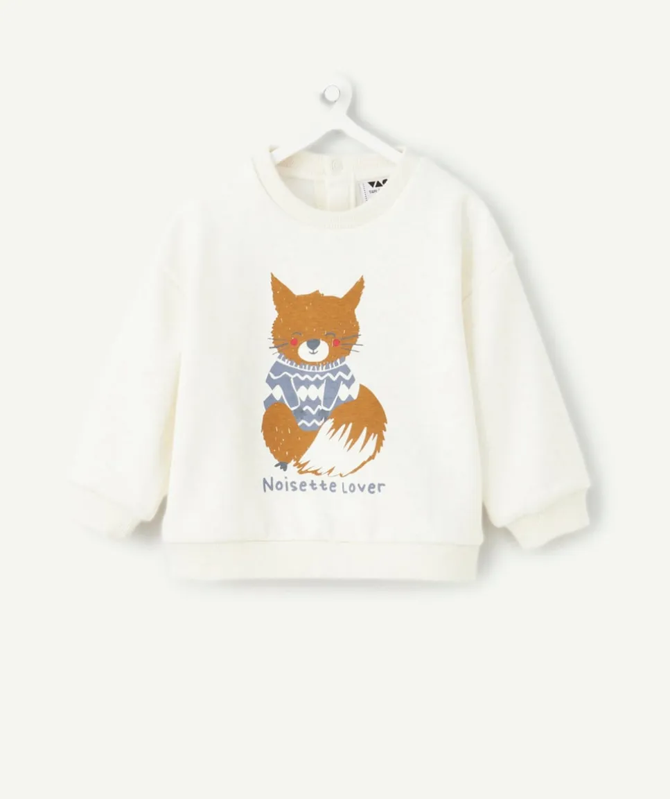 Sweat blanc bébé garçon imprimé renard