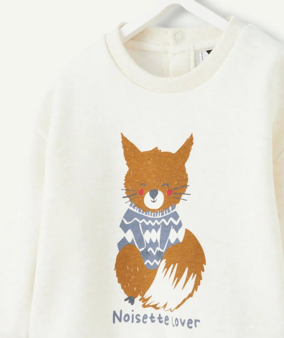 Sweat blanc bébé garçon imprimé renard