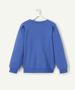 Sweat bleu avec imprimé blanc fun pour fille