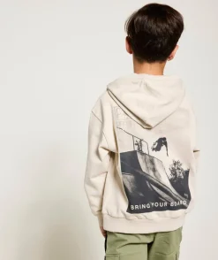 Sweat à capuche beige garçon