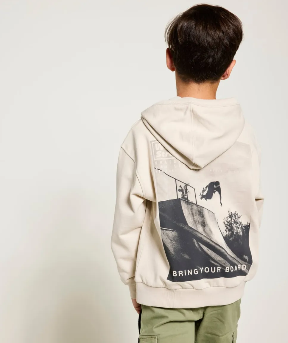 Sweat à capuche beige garçon