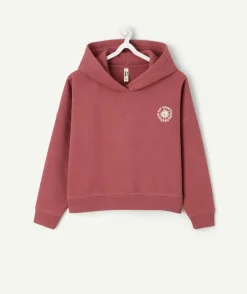 Sweat à capuche fille imprimé rouge