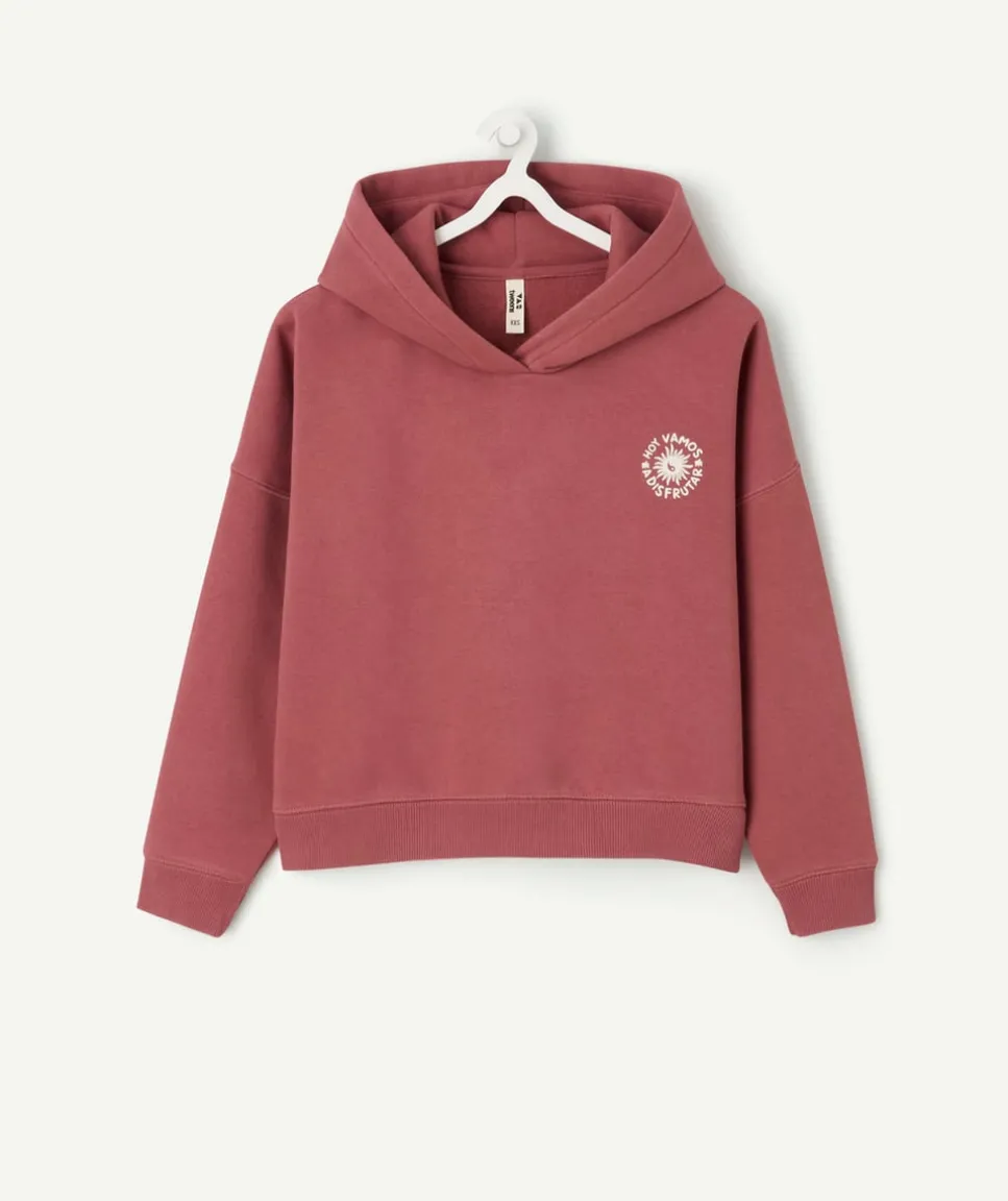 Sweat à capuche fille imprimé rouge