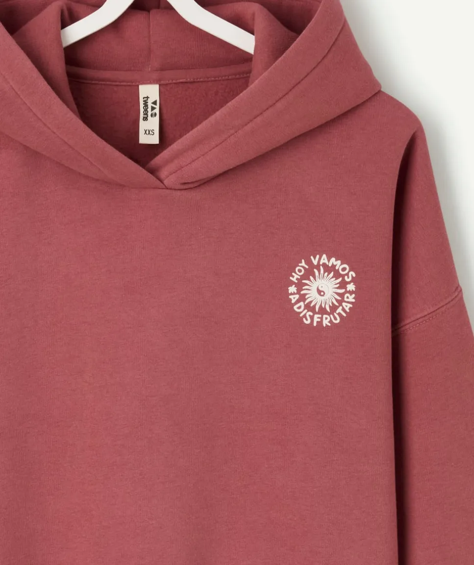 Sweat à capuche fille imprimé rouge