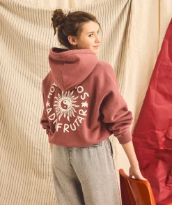 Sweat à capuche fille imprimé rouge