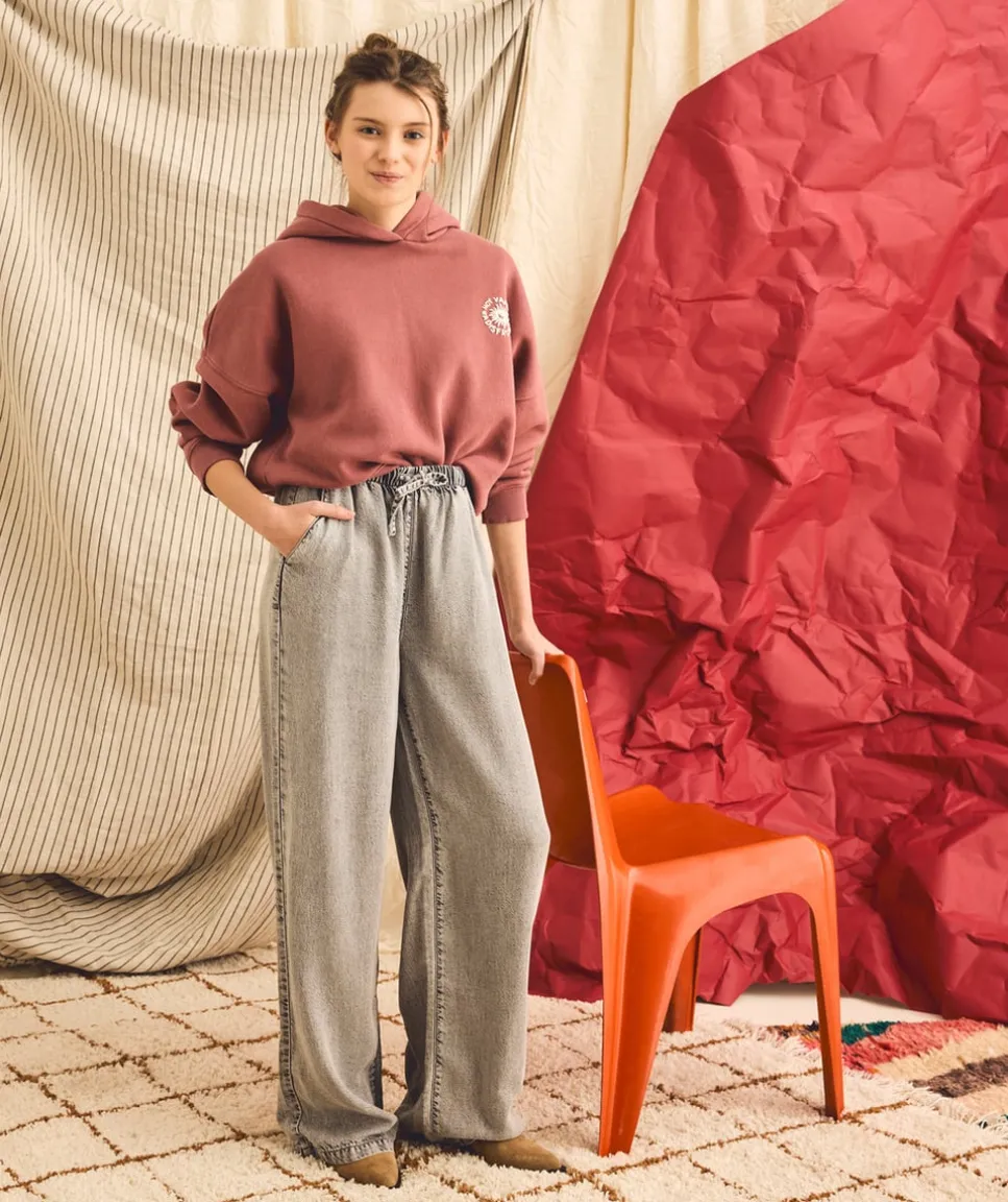 Sweat à capuche fille imprimé rouge